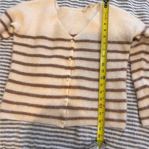Sezane White and Brown Striped Cardigan - Picture 4 of 4